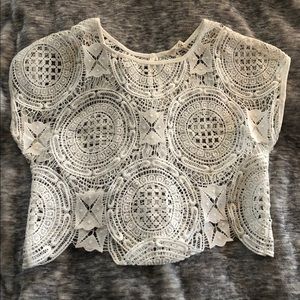 LA Hearts Cropped Crochet Shirt